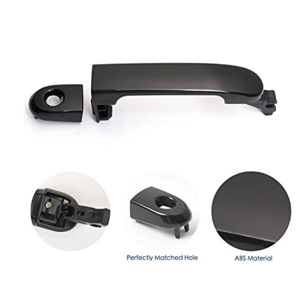 Black exterior door handle with keyhole insert and ABS material detail