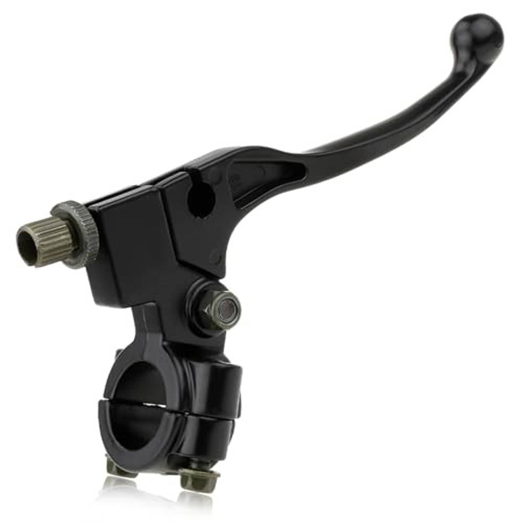 Black motorcycle left clutch lever and perch replacement, angled side view