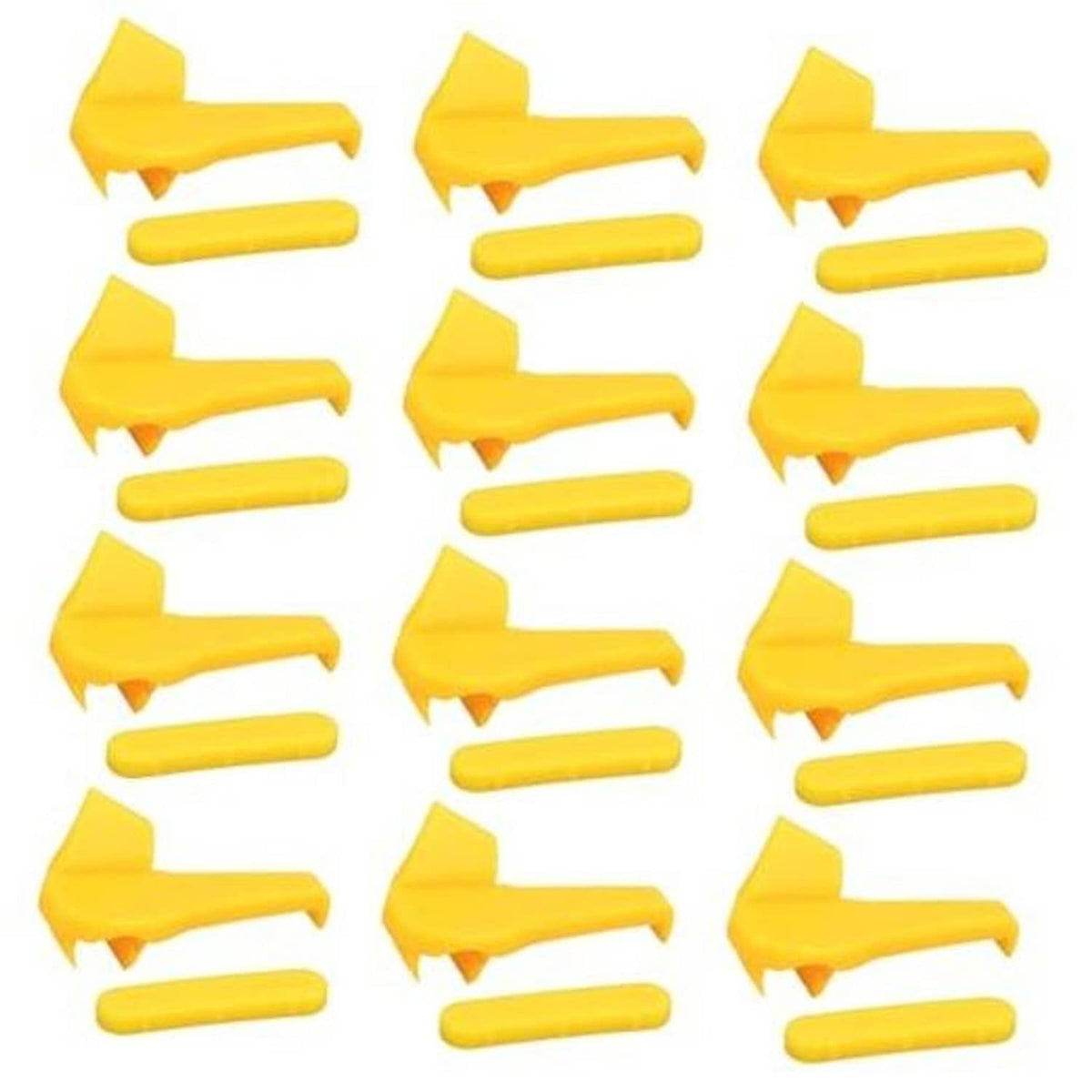 Yellow plastic tire changer duck-head rim protector inserts, 12-piece set (assorted)