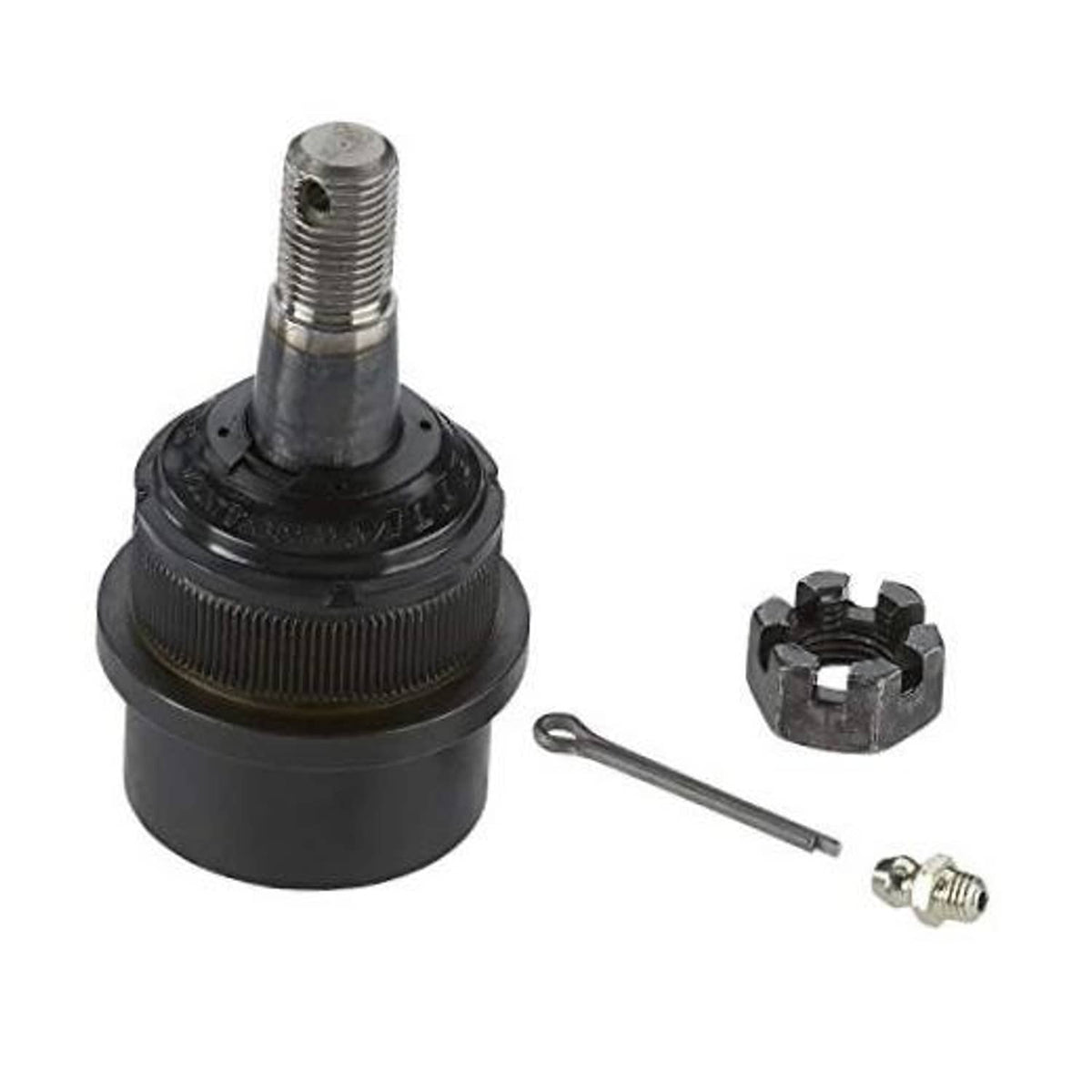 Front upper ball joint assembly with hardware pin and clamp