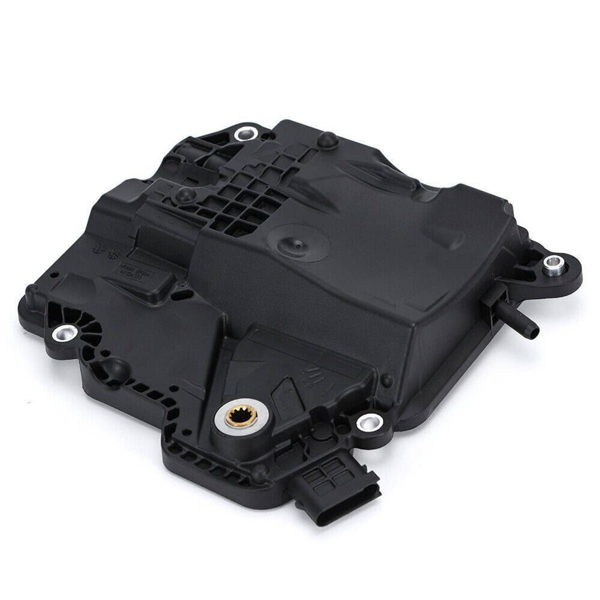 Black intelligent servo module with latch tabs, gold pin, and multi-connector port