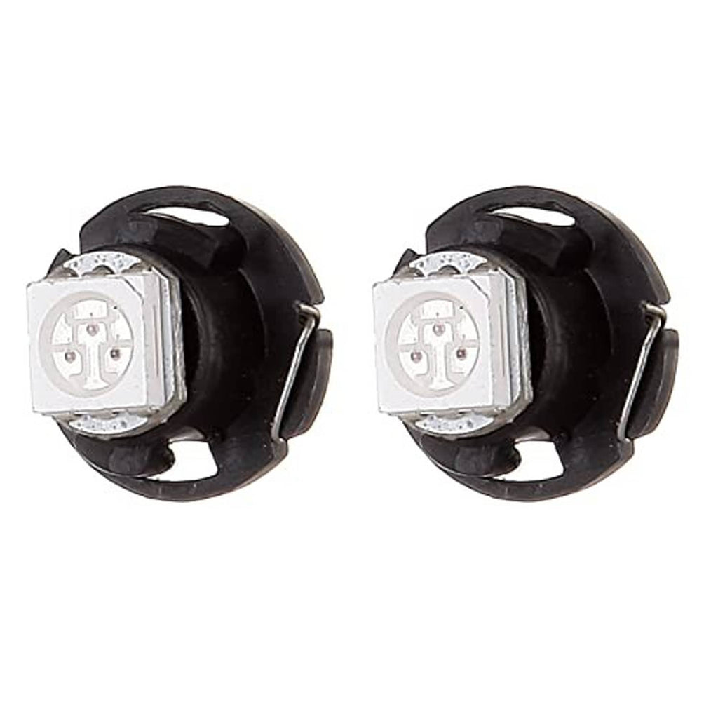 Two T4.7 neo-wedge LED bulbs, black housings with white LED chips