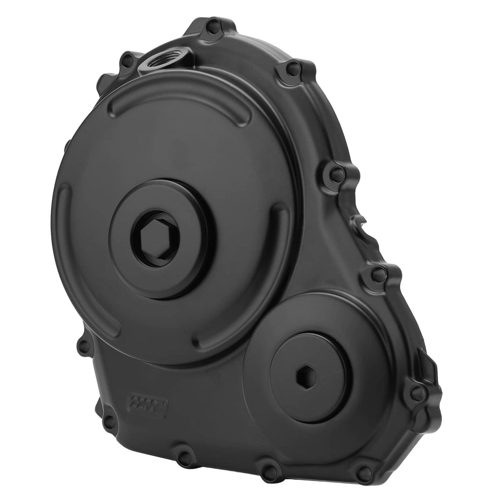 Black right crankcase cover with circular access caps and edge bolt holes