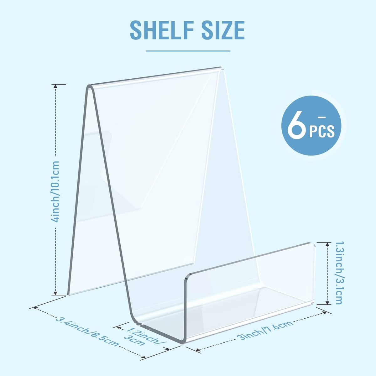 Clear acrylic easel book stand set, shelf tray with angled back support