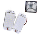 Two clear dome LED compartment lights with wire leads, shown side by side with lit inset