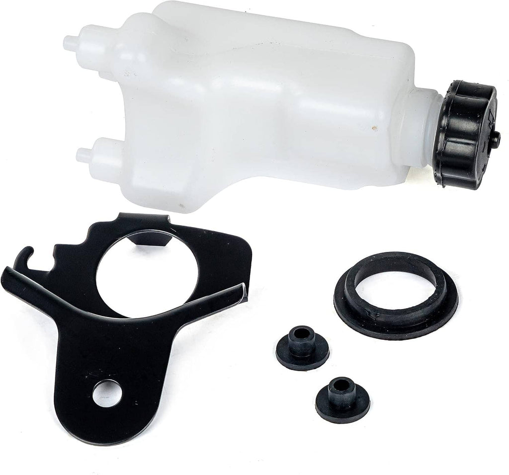 White oil tank with black mounting bracket, O-ring and three rubber grommets
