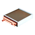 Water-to-air heat exchanger coil with copper tubes and aluminum fin core, boxed frame