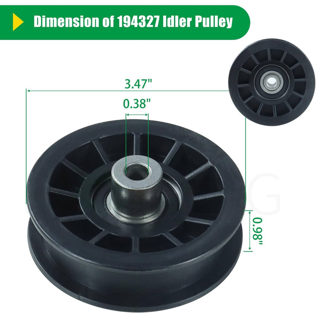 Single black 194327 idler pulley wheel with metal center bearing