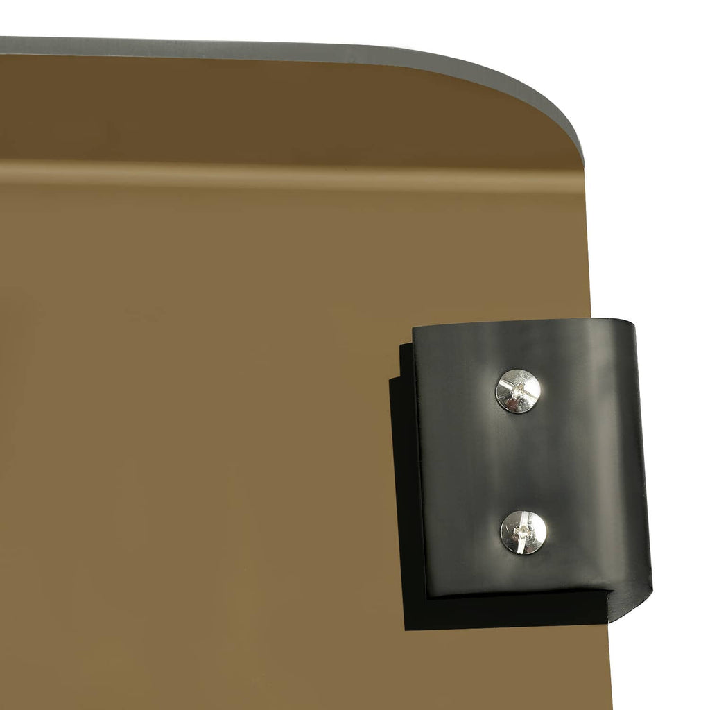 Metal mounting clip with two screws on tinted windshield frame, EZGO TXT