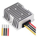 Aluminum DC buck-boost converter with heatsink and multicolor power leads