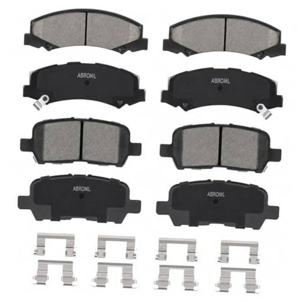 Ceramic front and rear brake pads set with shims and metal hardware