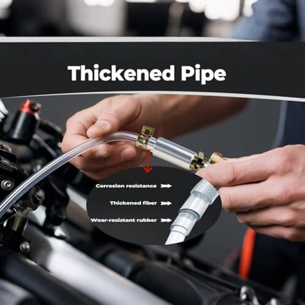 Thickened brake bleeder hose assembly with reinforced fittings and one-way valve