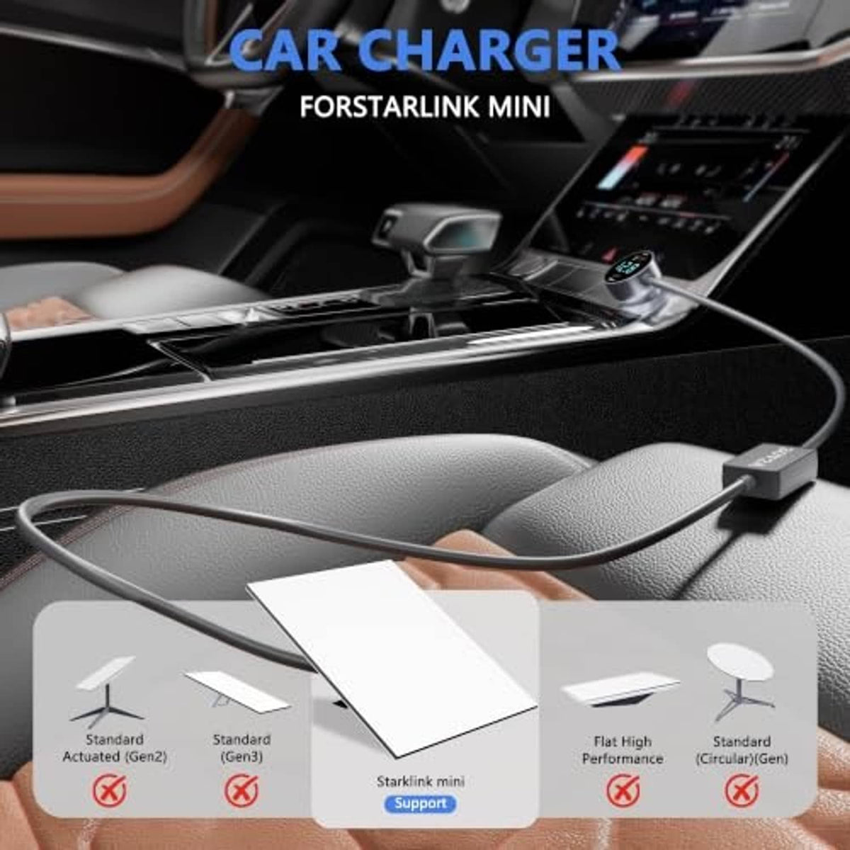 Car dashboard cigarette-lighter adapter with connected power cable