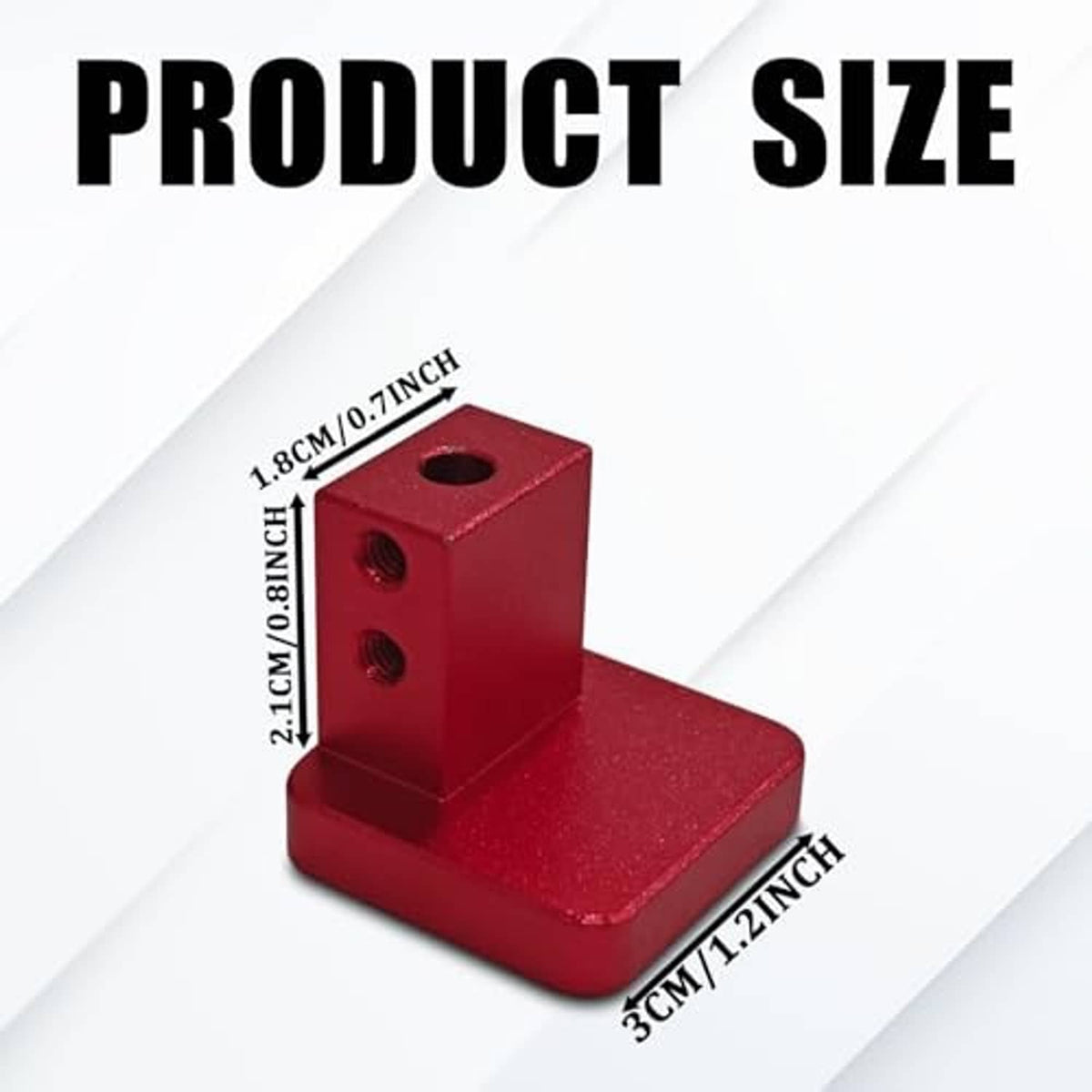 Red hood latch release bracket with mounting holes and wide base