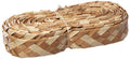 Natural woven palm-leaf bird shredder toy, curled bundle with string ties