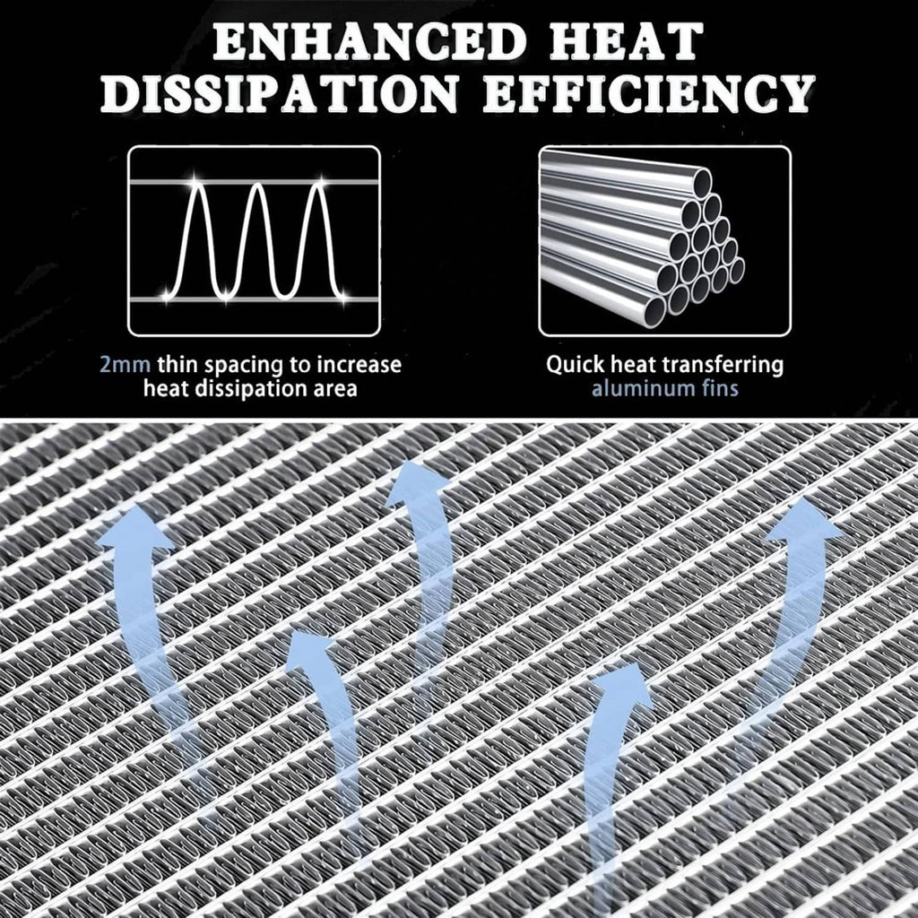 Close-up of dense aluminum cooling fins for efficient heat transfer
