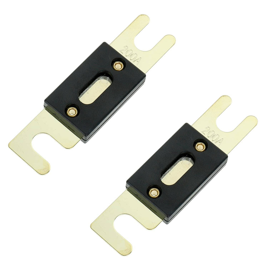 ANL fuse holder with black insert and gold mounting studs, two-pack view