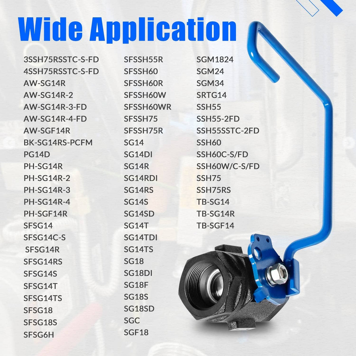 Right-hand ball valve with blue lever handle and black threaded valve body
