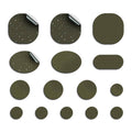 Army green pre-cut down jacket repair patches, mixed round and oval shapes