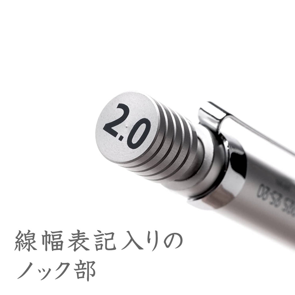 Silver Staedtler 2.0 lead-size dial with knurled adjustment end