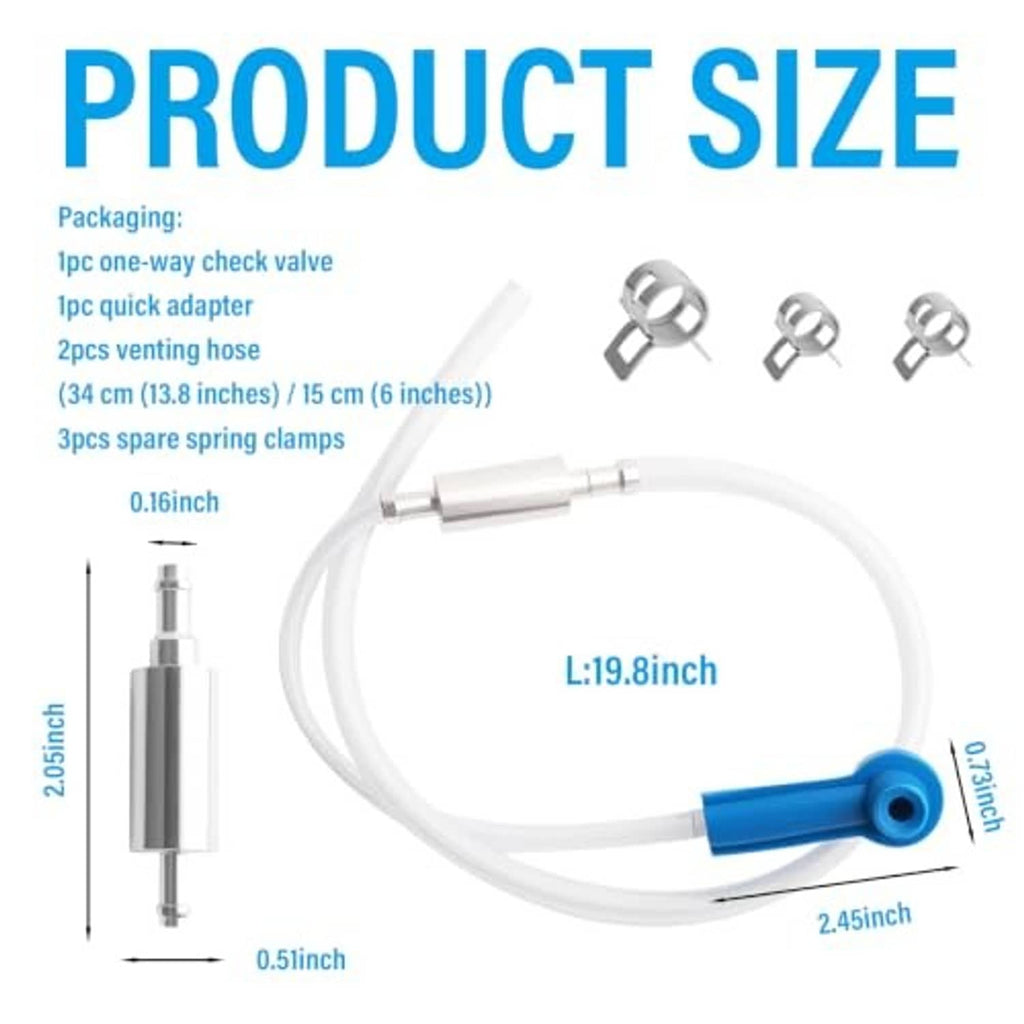 Brake bleeder hose kit with check valve and spring clips, blue quick-connect
