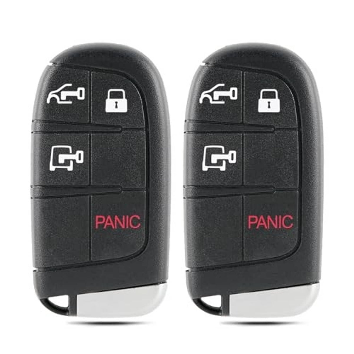Black 4-button key fob case cover with red PANIC label, front view