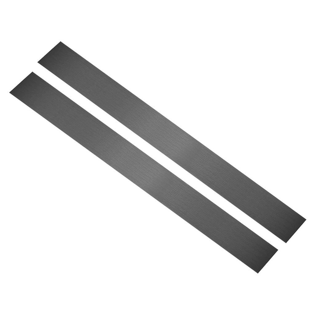 Brushed black stainless steel gap filler strips, two rectangular pieces
