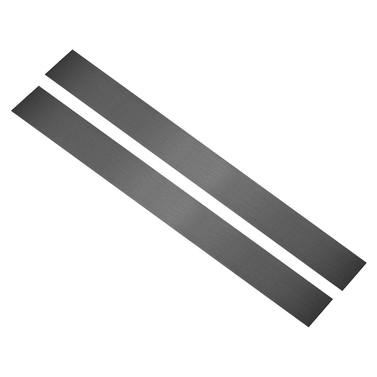 Brushed black stainless steel gap filler strips, two rectangular pieces