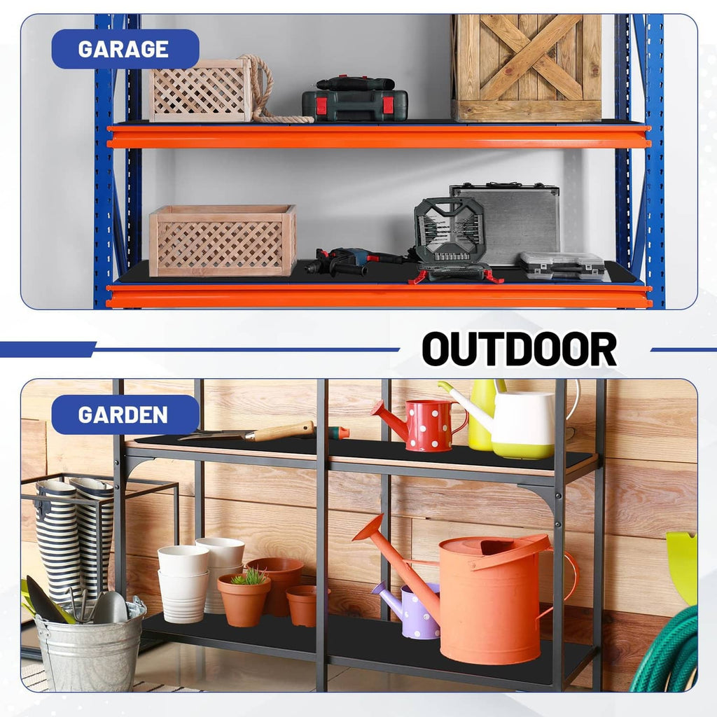 Black wire shelf liner inserts for wire shelving racks in garage or outdoor use