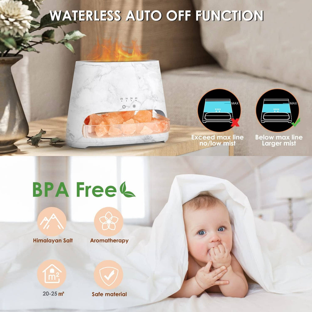 Waterless auto-off salt lamp diffuser with BPA-free design