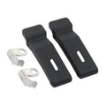 Pack of 2 black front storage rack latch brackets with silver clips and hardware