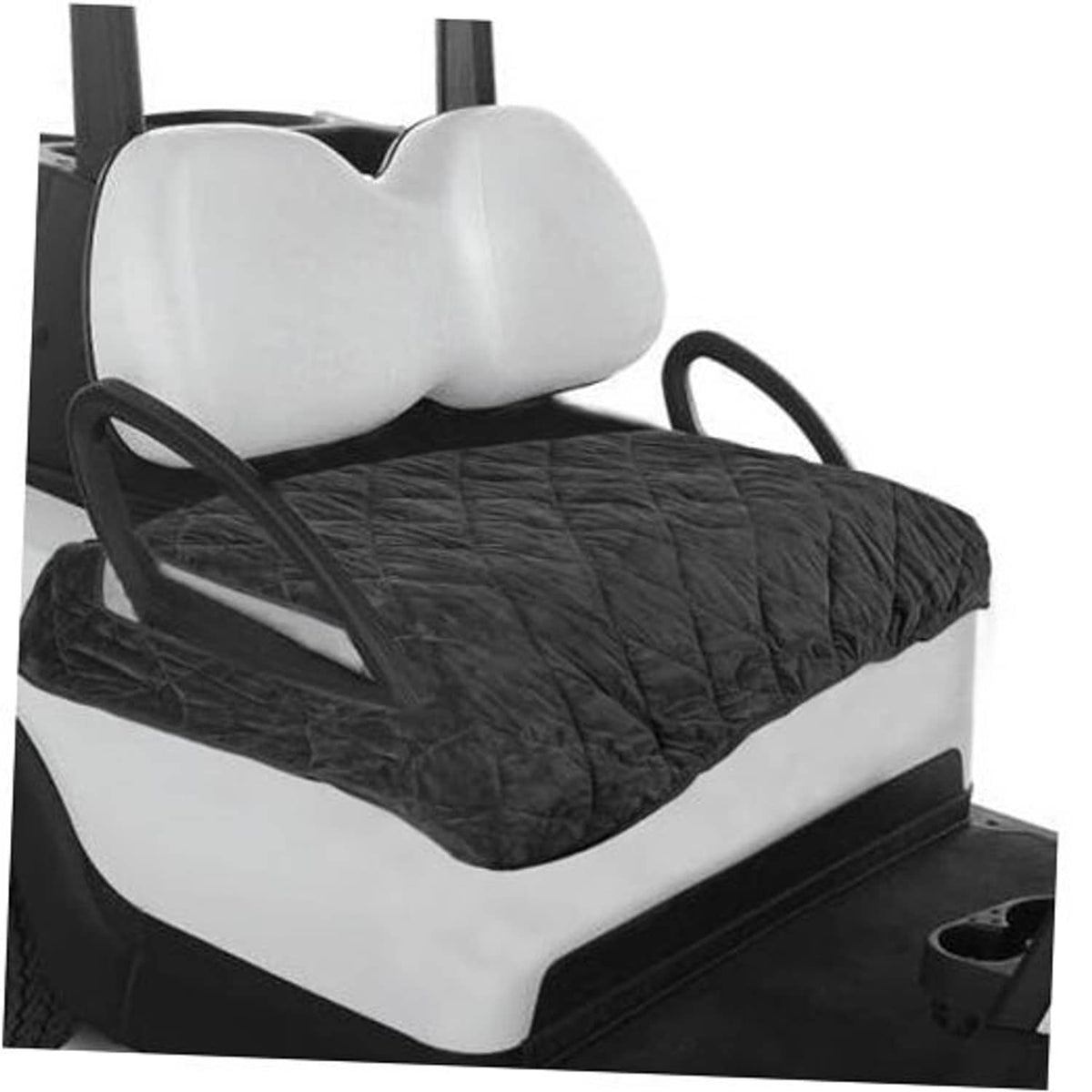 Black quilted heavy-duty golf cart seat cover with cutouts and protective padding
