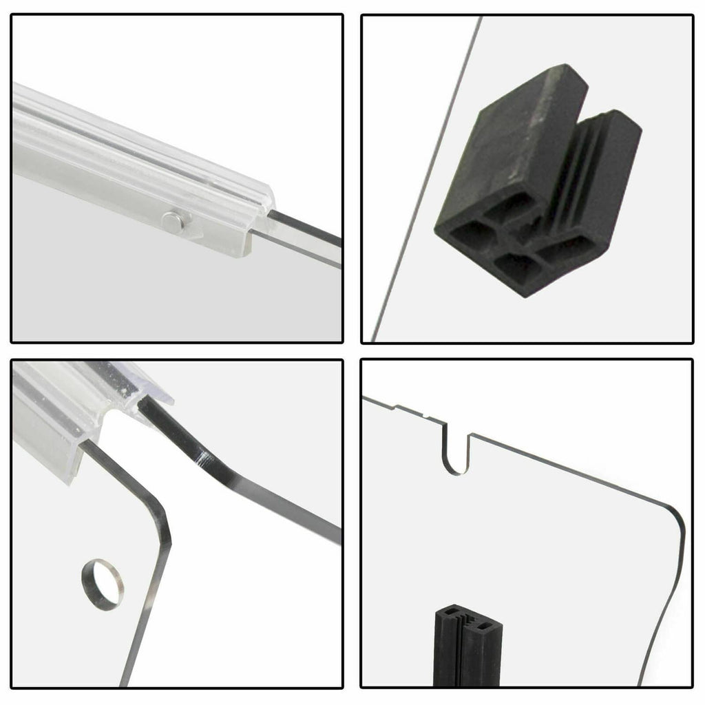 Close-up of windshield mounting clips and hardware for golf cart