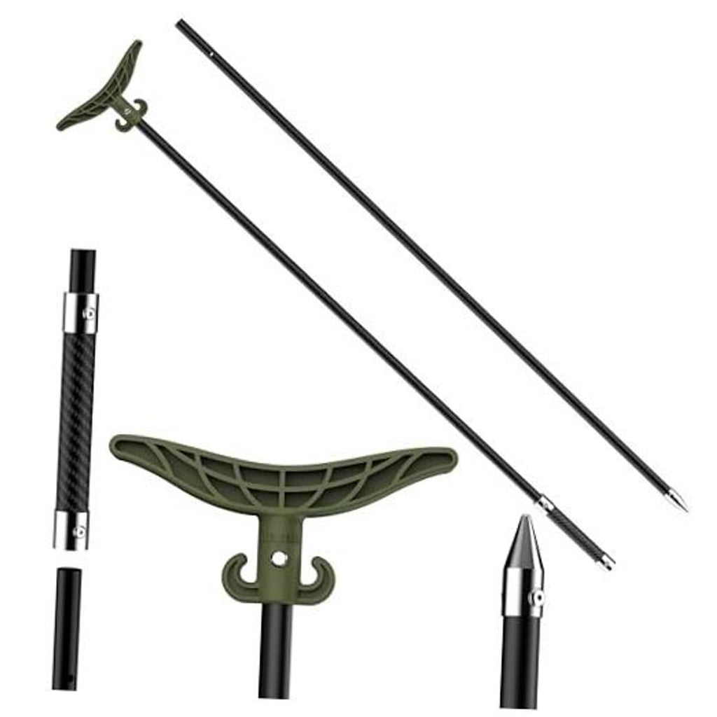 Shallow-water anchor pole set with olive fluke, black fiberglass poles, and connection tip