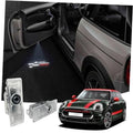 Pair of clear LED car door projector lights with white lens, set of 2