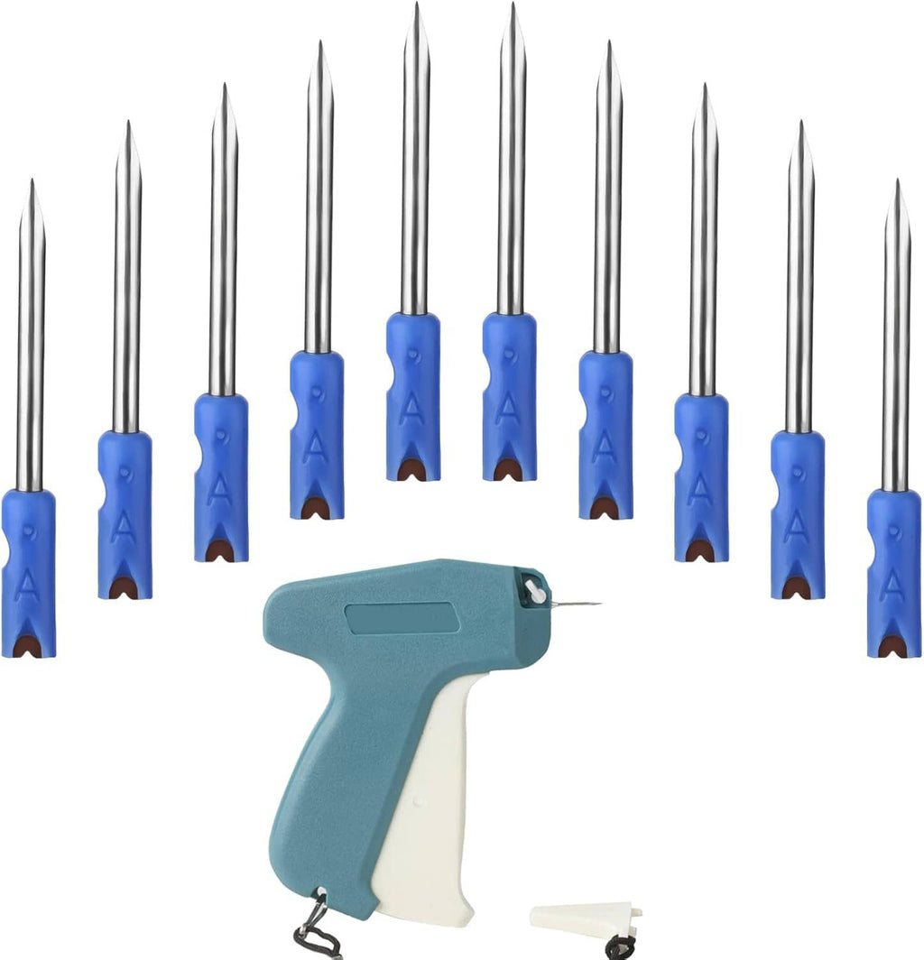 Replacement needle set with tagging gun, multiple steel tips and blue grips