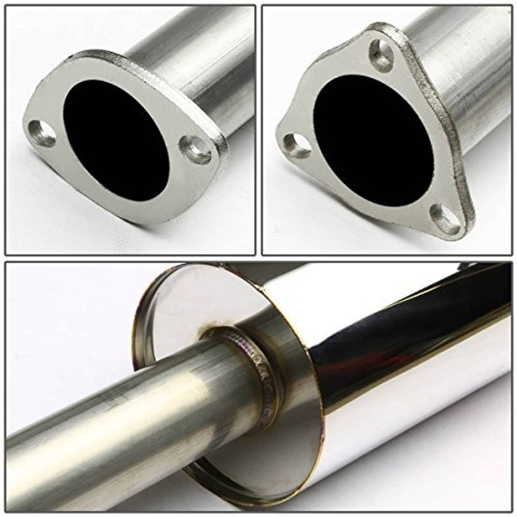 Stainless exhaust flange with round outlet opening and visible weld seams