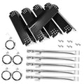 Porcelain steel grill burner kit with black heat plates and silver burner tubes plus hardware
