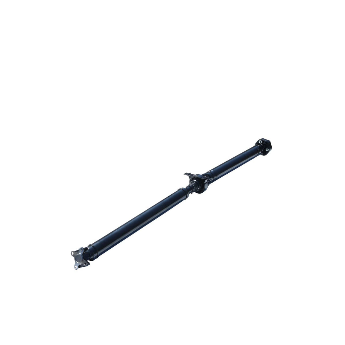 Prop shaft assembly with joint details on both ends, dark blue metal