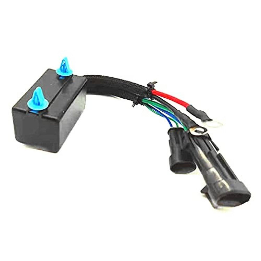 Tilt trim relay wiring harness, black housing with blue terminal posts and leads