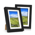 Black 4x6 shadow box photo frame with real glass, white mat, front view