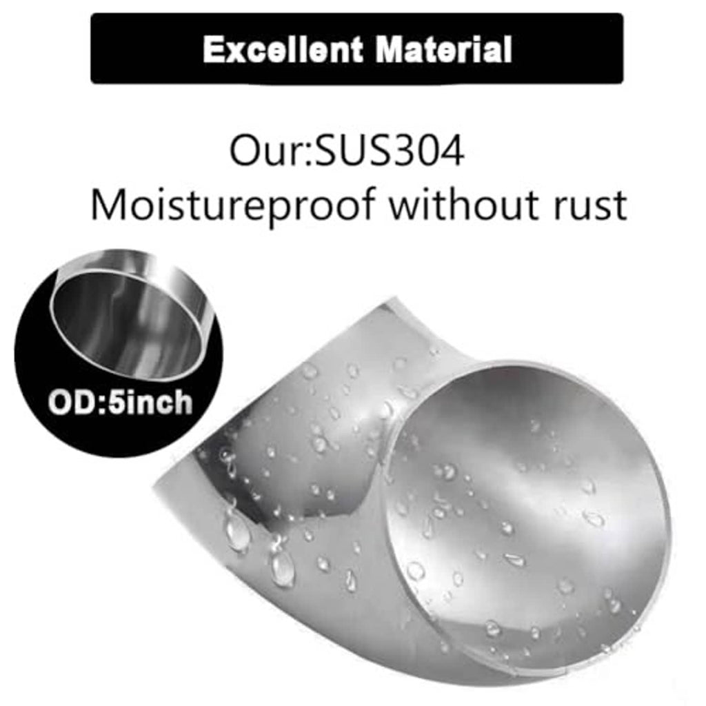 SUS304 stainless steel 45° bend elbow pipe, 5-inch OD, smooth interior