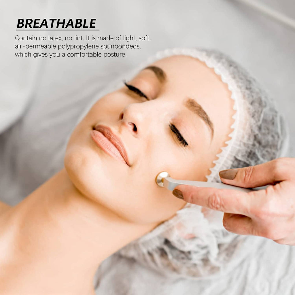 Disposable white bouffant cap hair net, breathable soft fabric