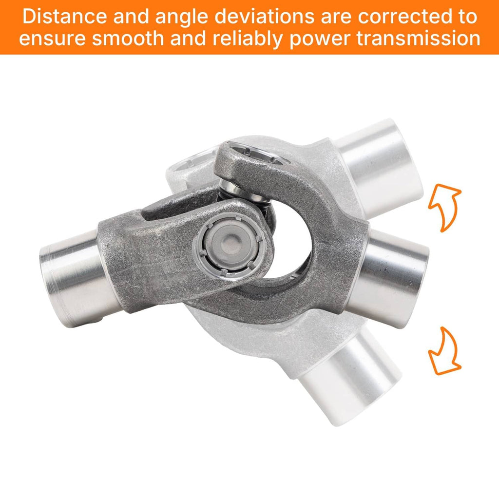 Metal drive shaft U-joint yoke with central bearing and cross-shaped body