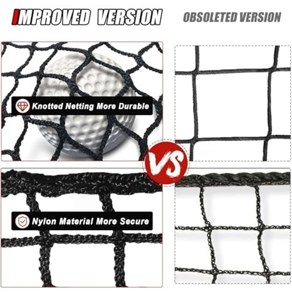 Comparison of black sports net knotting and nylon mesh with two panel views
