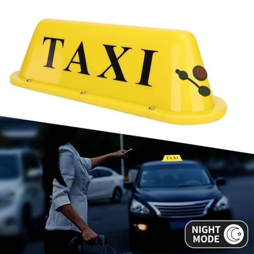 Yellow TAXI roof sign light with side control panel