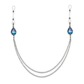 Non-piercing nipple rings with blue teardrop gems and silver-tone chains