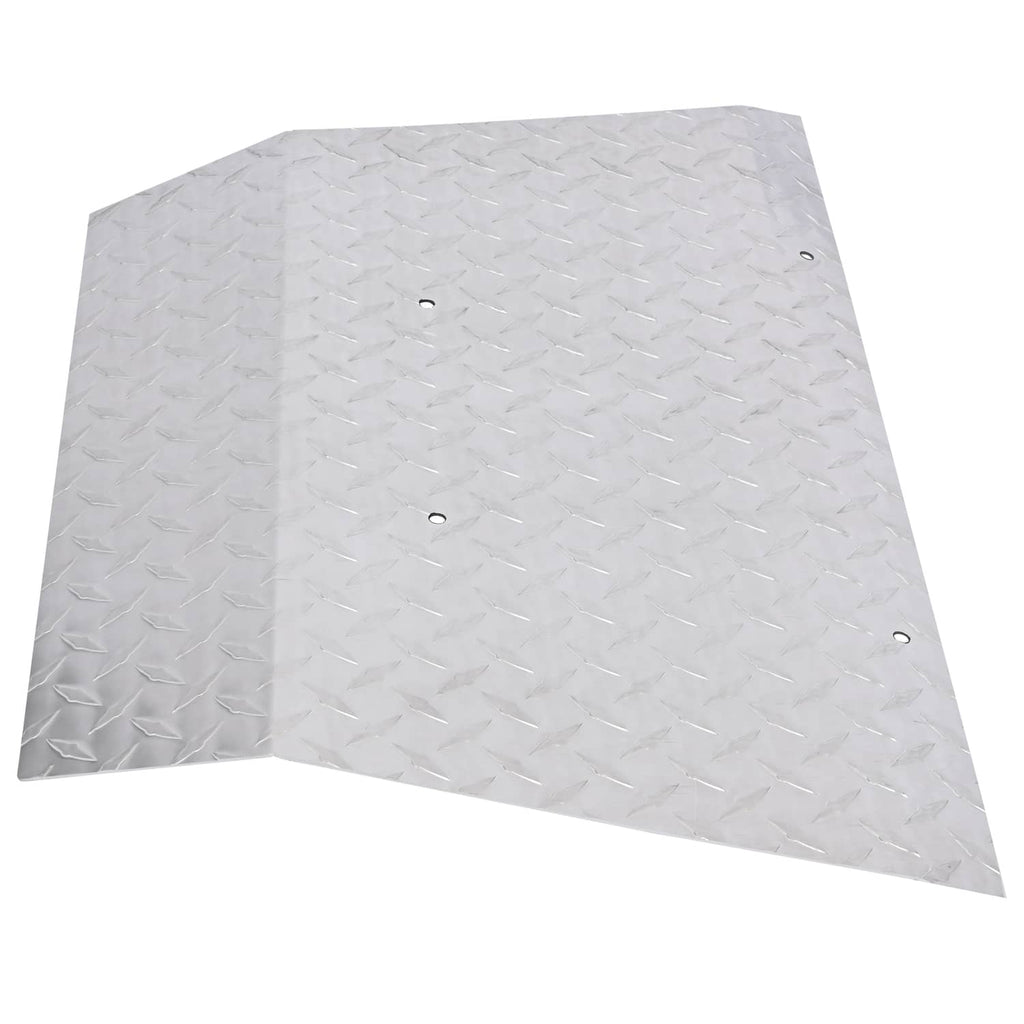 Aluminum diamond plate bumper cover with central raised section and mounting holes