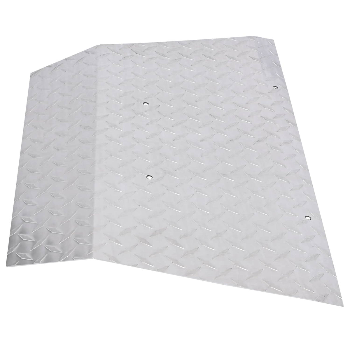 Aluminum diamond plate bumper cover with central raised section and mounting holes
