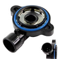 Throttle position sensor with black body, blue seal ring, and hose connector